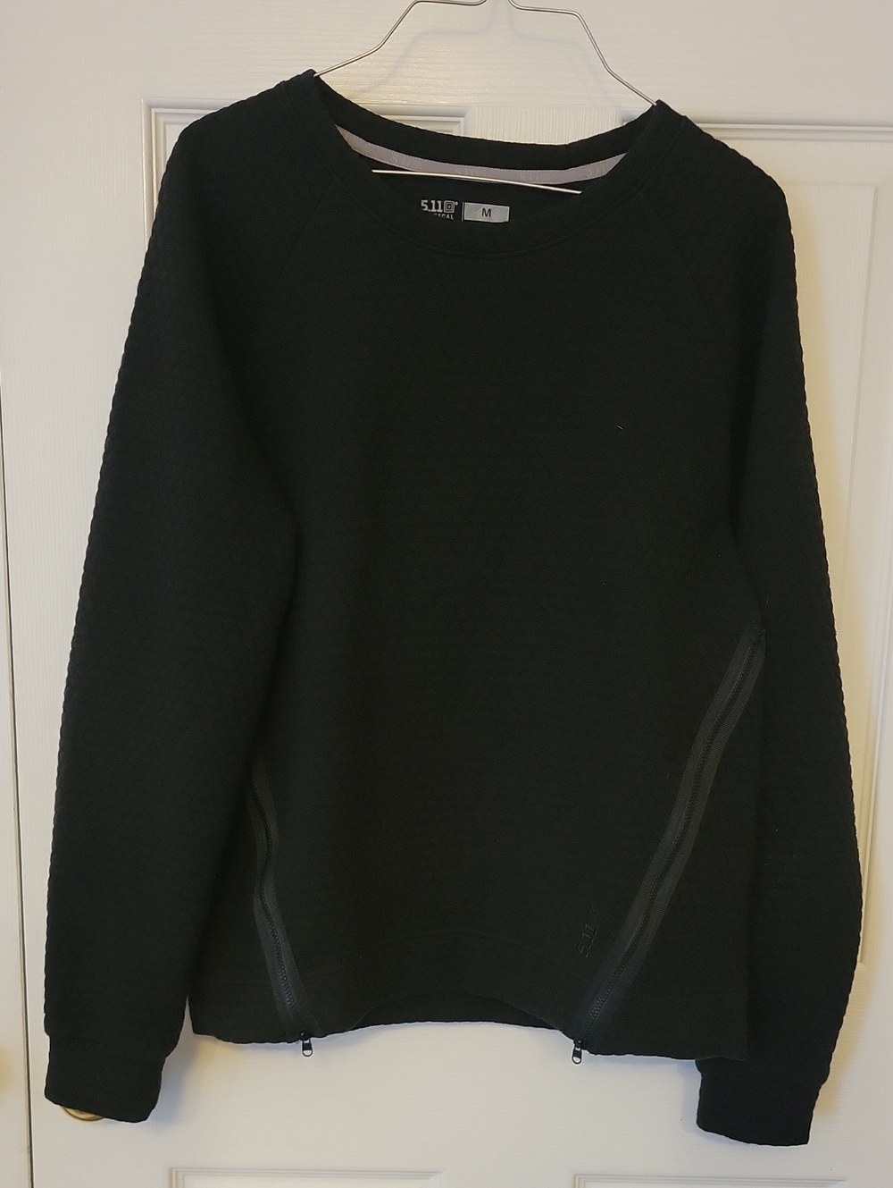 5.11 Tactical Black Quilted Crewneck Pullover with Side Zippers